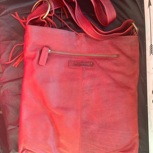 authentic NWT Lisa Leonard Red Leather Tote Crossbody Shoulder Bag 70% off! - Picture 2 of 10